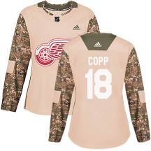 Women's Adidas Detroit Red Wings Andrew Copp Camo Veterans Day Practice Jersey - Authentic