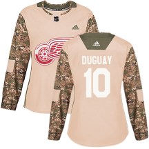 Women's Adidas Detroit Red Wings Ron Duguay Camo Veterans Day Practice Jersey - Authentic