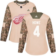 Women's Adidas Detroit Red Wings Mark Howe Camo Veterans Day Practice Jersey - Authentic