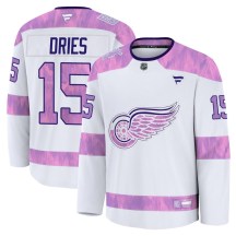 Men's Fanatics Detroit Red Wings Sheldon Dries White 2024 Hockey Fights Cancer Practice Jersey - Premium Men's Fanatics Detroit Red Wings Sheldon Dries White 2024 Hockey Fights Cancer Practice Jersey - Premium