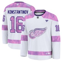 Men's Fanatics Detroit Red Wings Vladimir Konstantinov White 2024 Hockey Fights Cancer Practice Jersey - Premium Men's Fanatics Detroit Red Wings Vladimir Konstantinov White 2024 Hockey Fights Cancer Practice Jersey - Premium