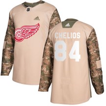 Men's Adidas Detroit Red Wings Jake Chelios Camo Veterans Day Practice Jersey - Authentic