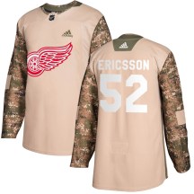 Men's Adidas Detroit Red Wings Jonathan Ericsson Camo Veterans Day Practice Jersey - Authentic