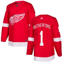 Men's Adidas Detroit Red Wings Jim Rutherford Red Home Jersey - Authentic