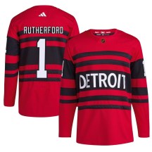 Men's Adidas Detroit Red Wings Jim Rutherford Red Reverse Retro 2.0 Jersey - Authentic