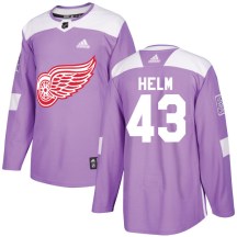 Men's Adidas Detroit Red Wings Darren Helm Purple Hockey Fights Cancer Practice Jersey - Authentic