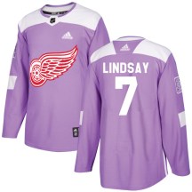 Men's Adidas Detroit Red Wings Ted Lindsay Purple Hockey Fights Cancer Practice Jersey - Authentic