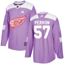 Men's Adidas Detroit Red Wings David Perron Purple Hockey Fights Cancer Practice Jersey - Authentic