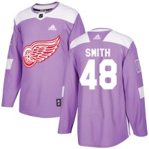 Men's Adidas Detroit Red Wings Givani Smith Purple Hockey Fights Cancer Practice Jersey - Authentic