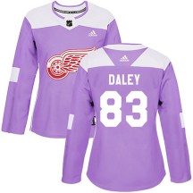 Women's Adidas Detroit Red Wings Trevor Daley Purple Hockey Fights Cancer Practice Jersey - Authentic
