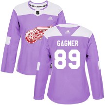 Women's Adidas Detroit Red Wings Sam Gagner Purple ized Hockey Fights Cancer Practice Jersey - Authentic