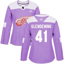 Women's Adidas Detroit Red Wings Luke Glendening Purple Hockey Fights Cancer Practice Jersey - Authentic
