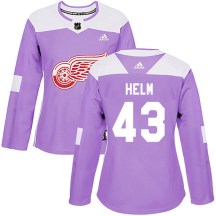 Women's Adidas Detroit Red Wings Darren Helm Purple Hockey Fights Cancer Practice Jersey - Authentic