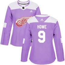 Women's Adidas Detroit Red Wings Gordie Howe Purple Hockey Fights Cancer Practice Jersey - Authentic