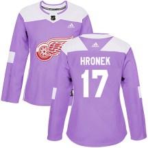 Women's Adidas Detroit Red Wings Filip Hronek Purple Hockey Fights Cancer Practice Jersey - Authentic