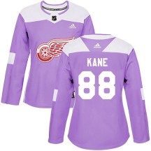 Women's Adidas Detroit Red Wings Patrick Kane Purple Hockey Fights Cancer Practice Jersey - Authentic