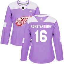 Women's Adidas Detroit Red Wings Vladimir Konstantinov Purple Hockey Fights Cancer Practice Jersey - Authentic