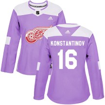 Women's Adidas Detroit Red Wings Vladimir Konstantinov Purple Hockey Fights Cancer Practice Jersey - Authentic Women's Adidas Detroit Red Wings Vladimir Konstantinov Purple Hockey Fights Cancer Practice Jersey - Authentic
