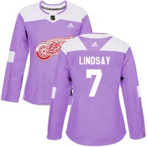 Women's Adidas Detroit Red Wings Ted Lindsay Purple Hockey Fights Cancer Practice Jersey - Authentic