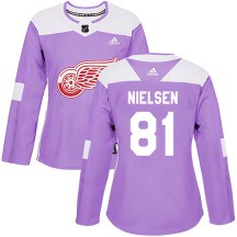 Women's Adidas Detroit Red Wings Frans Nielsen Purple Hockey Fights Cancer Practice Jersey - Authentic