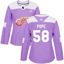 Women's Adidas Detroit Red Wings David Pope Purple Hockey Fights Cancer Practice Jersey - Authentic