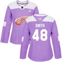 Women's Adidas Detroit Red Wings Givani Smith Purple Hockey Fights Cancer Practice Jersey - Authentic
