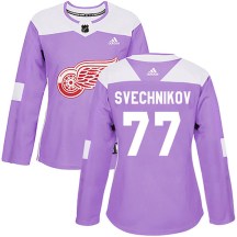 Women's Adidas Detroit Red Wings Evgeny Svechnikov Purple Hockey Fights Cancer Practice Jersey - Authentic