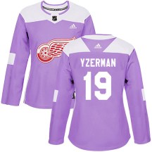 Women's Adidas Detroit Red Wings Steve Yzerman Purple Hockey Fights Cancer Practice Jersey - Authentic