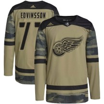 Youth Adidas Detroit Red Wings Simon Edvinsson Camo Military Appreciation Practice Jersey - Authentic