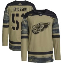 Youth Adidas Detroit Red Wings Jonathan Ericsson Camo Military Appreciation Practice Jersey - Authentic