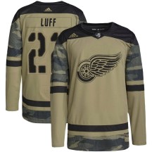 Youth Adidas Detroit Red Wings Matt Luff Camo Military Appreciation Practice Jersey - Authentic