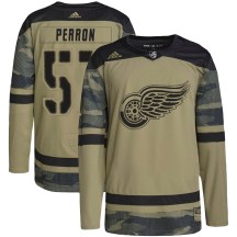 Youth Adidas Detroit Red Wings David Perron Camo Military Appreciation Practice Jersey - Authentic