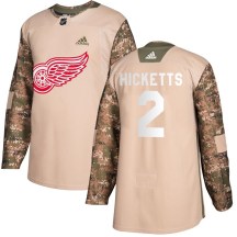 Youth Adidas Detroit Red Wings Joe Hicketts Camo Veterans Day Practice Jersey - Authentic