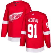 Men's Adidas Detroit Red Wings Sergei Fedorov Red Jersey - Authentic