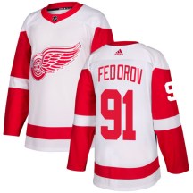 Men's Adidas Detroit Red Wings Sergei Fedorov White Jersey - Authentic