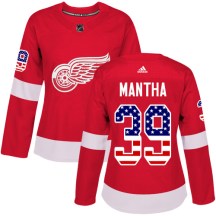 Women's Adidas Detroit Red Wings Anthony Mantha Red USA Flag Fashion Jersey - Authentic