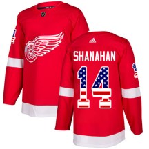Men's Adidas Detroit Red Wings Brendan Shanahan Red USA Flag Fashion Jersey - Authentic