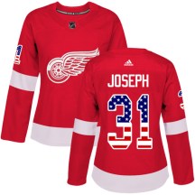 Women's Adidas Detroit Red Wings Curtis Joseph Red USA Flag Fashion Jersey - Authentic