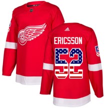 Men's Adidas Detroit Red Wings Jonathan Ericsson Red USA Flag Fashion Jersey - Authentic