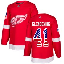 Youth Adidas Detroit Red Wings Luke Glendening Red USA Flag Fashion Jersey - Authentic