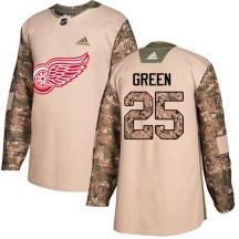 Men's Adidas Detroit Red Wings Mike Green Green Camo Veterans Day Practice Jersey - Authentic