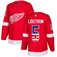 Men's Adidas Detroit Red Wings Nicklas Lidstrom Red USA Flag Fashion Jersey - Authentic