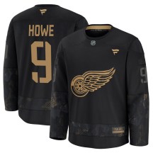 Men's Fanatics Detroit Red Wings Gordie Howe Black 2024 Military Appreciation Practice Jersey - Premium