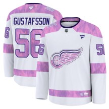 Men's Fanatics Detroit Red Wings Erik Gustafsson White 2024 Hockey Fights Cancer Practice Jersey - Premium Men's Fanatics Detroit Red Wings Erik Gustafsson White 2024 Hockey Fights Cancer Practice Jersey - Premium