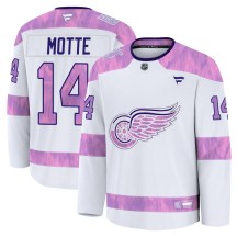Men's Fanatics Detroit Red Wings Tyler Motte White 2024 Hockey Fights Cancer Practice Jersey - Premium Men's Fanatics Detroit Red Wings Tyler Motte White 2024 Hockey Fights Cancer Practice Jersey - Premium