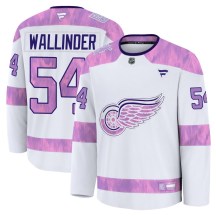 Men's Fanatics Detroit Red Wings William Wallinder White 2024 Hockey Fights Cancer Practice Jersey - Premium Men's Fanatics Detroit Red Wings William Wallinder White 2024 Hockey Fights Cancer Practice Jersey - Premium