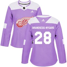 Women's Adidas Detroit Red Wings Michael Brandsegg-Nyg&aring;rd Purple Michael Brandsegg-Nygard Hockey Fights Cancer Practice Jersey - Authentic